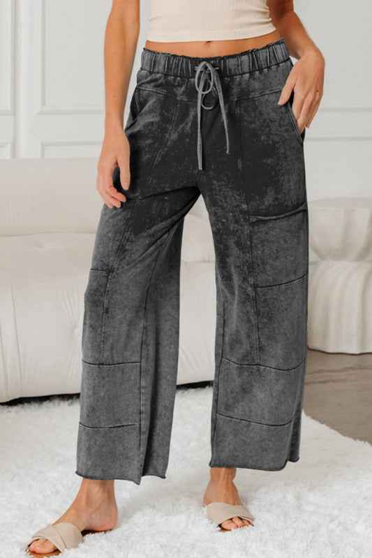 Mineral Wash High Waist Raw Hem Pants 93ea1172-b53d-43e0-a714-6d1216cc64d3