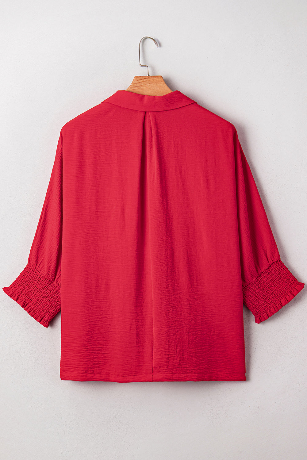 Fiery Red Plus Size Shirred Cuff Dolman Oversized Tunic Blouse 93ef909b18bd1de2