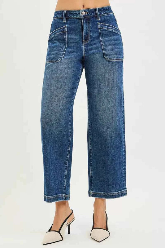 Slouchy Cropped Baggy Jeans with Front Patch Pocket 93f0e661393d41829e0336392b81bb1c-Max-Origin