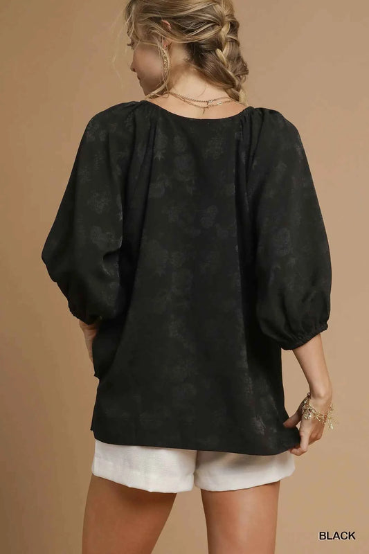 Satin Jacquard Balloon Sleeve Blouse 93f35cda-27b2-49bb-ae42-19a46fb9a2a5-Max-Origin