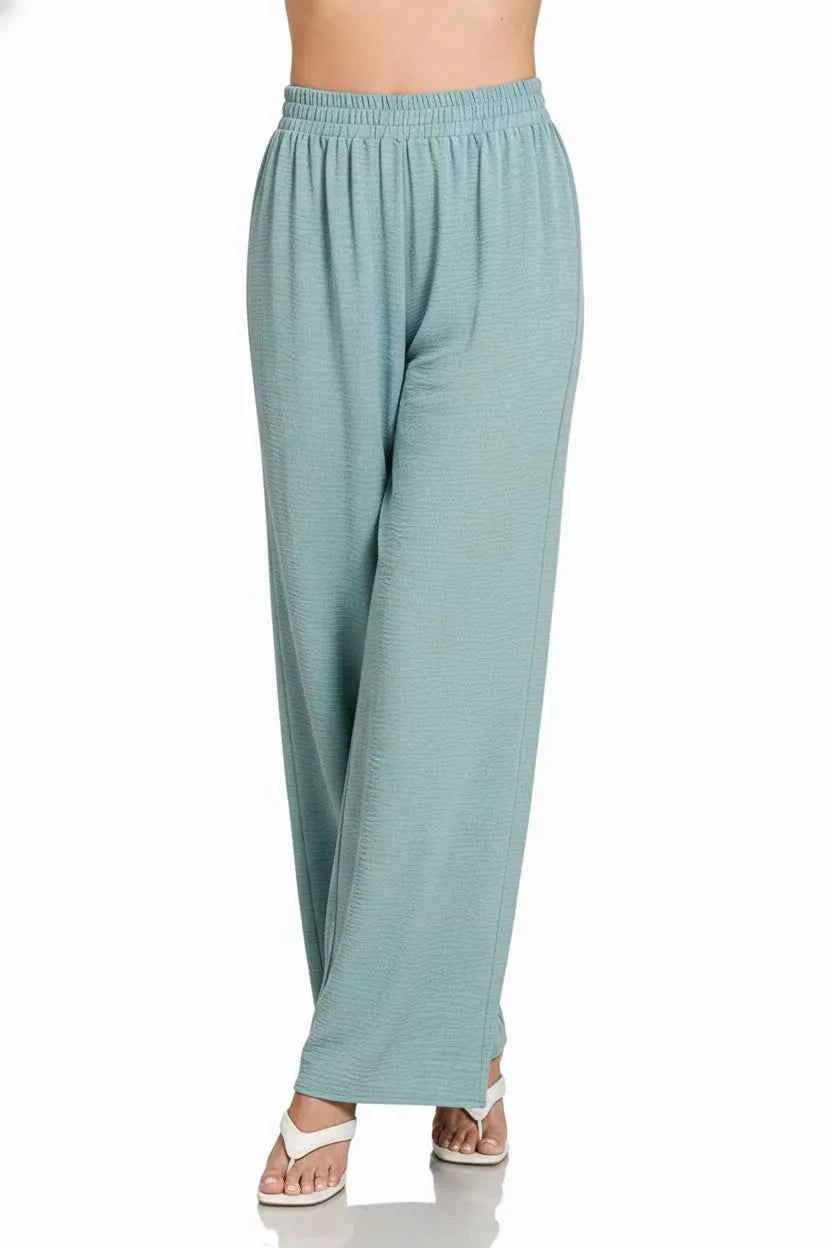 Zenana Woven Airflow Elastic Waistband Pants 93f5d7cd-99b9-47ac-bb8d-b394f5b9232a-Max-Origin