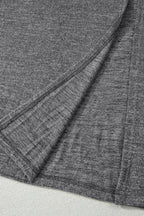 Dark Grey 3pcs V Neck T Shirt Ribbon Knot Pants Open Duster 3pcs Lounge Set 93fa7b84637cb494