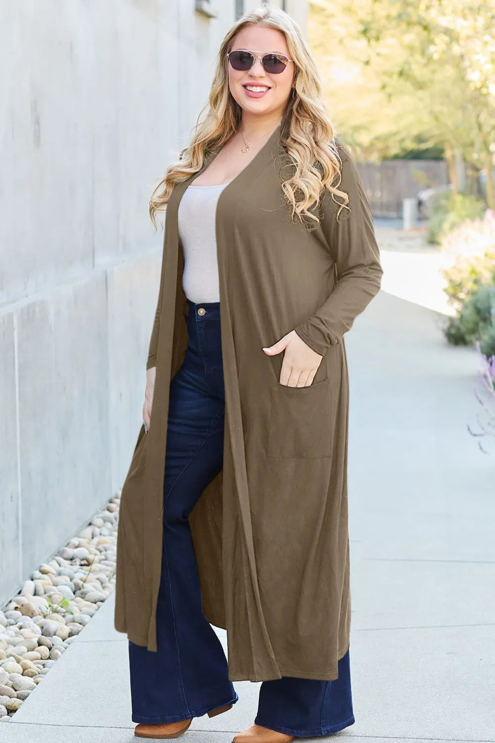 Basic Bae Full Size Open Front Long Sleeve Cover Up 9400224d-d60e-453d-90f3-e9df475193d1-Max