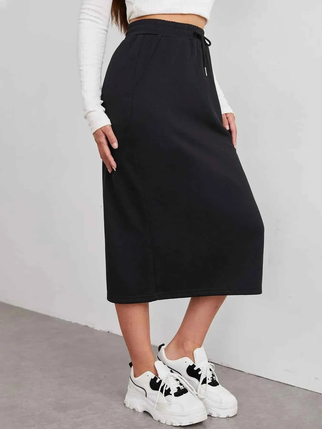 Slit Drawstring Midi Skirt 9407b1e068d242b2bc95b0d3687e3873-Max-Origin