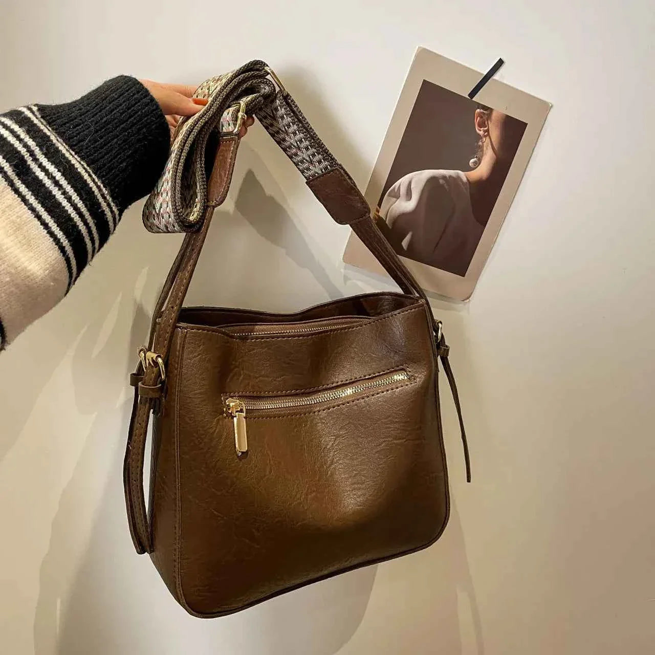 PU Leather Adjustable Strap Shoulder Bag Coffee onesize 940905d7b91e40bb83fd0ac1866eb171-Max-Origin
