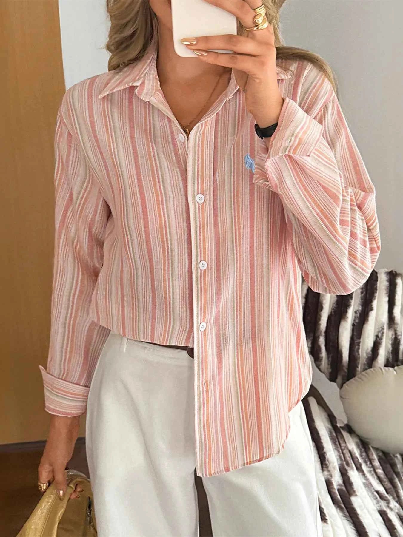 Striped Button Up Long Sleeve Shirt 9411b3de078e4e41aae8f8a9e75abf51-Max-Origin