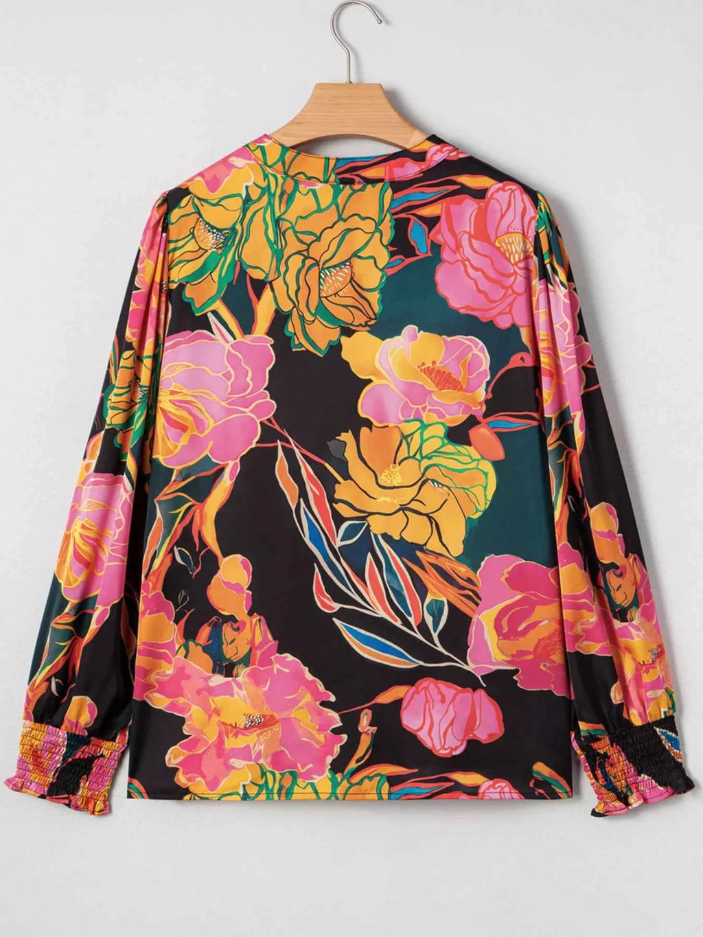 Floral Print Smocked Cuffs Puff Sleeve Blouse 9414ae531fa24911a48cfec36516fef6-Max-Origin