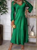 Full Size V-Neck Long Sleeve Midi Dress Plus Size Green 943340033fb44921ad1dfe930473cf95-Max-Origin