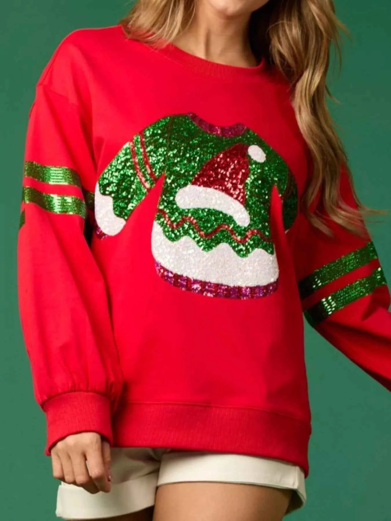 Christmas Sequin Santa Hat Holiday Sweatshirt 944f8489-e72f-4d13-ad4a-68c86a08b7c8-Max-Origin