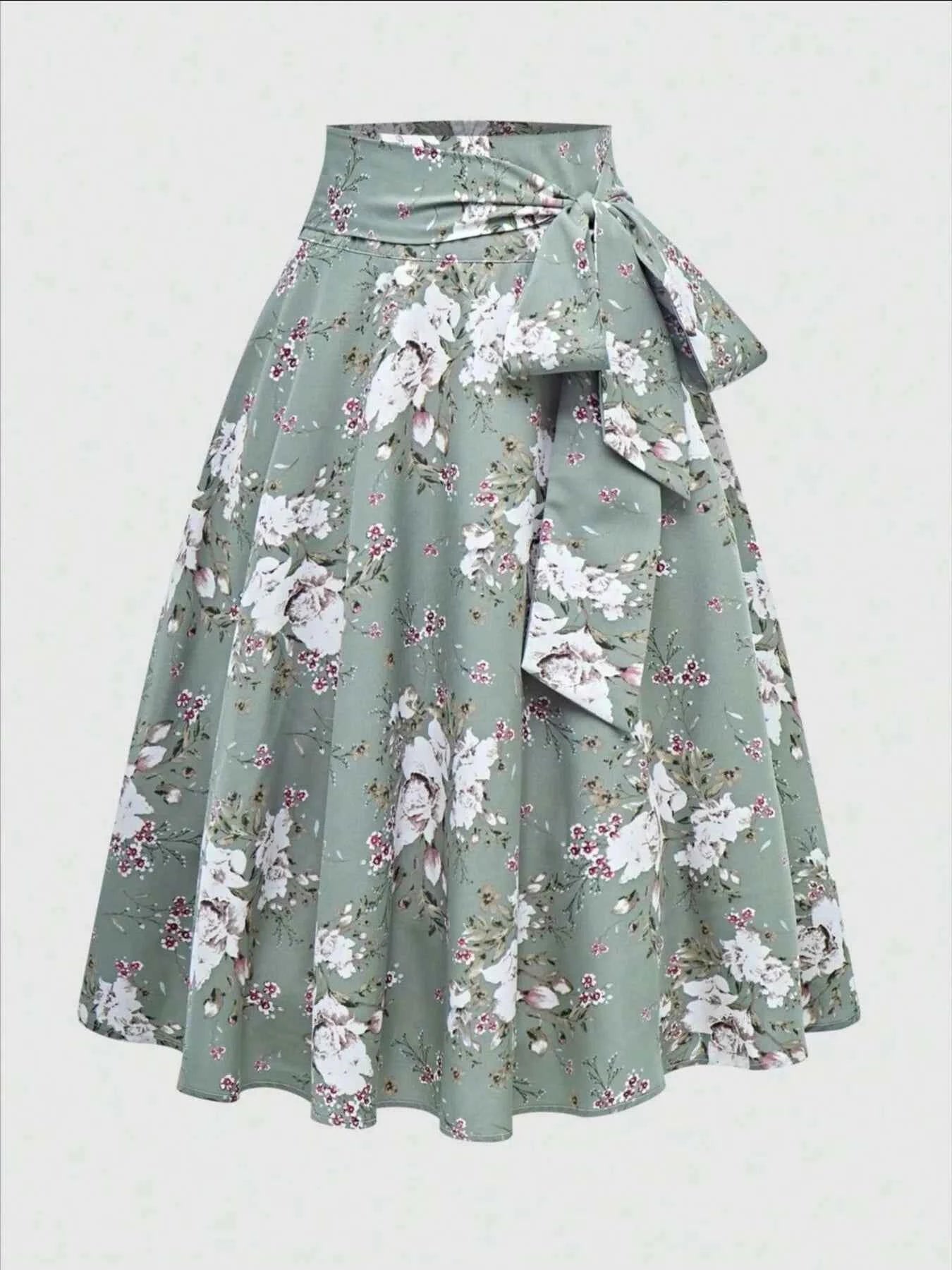 Floral Print Tied Skirt Green 9451ace1497f469aa6eb959d002ca887-Max-Origin