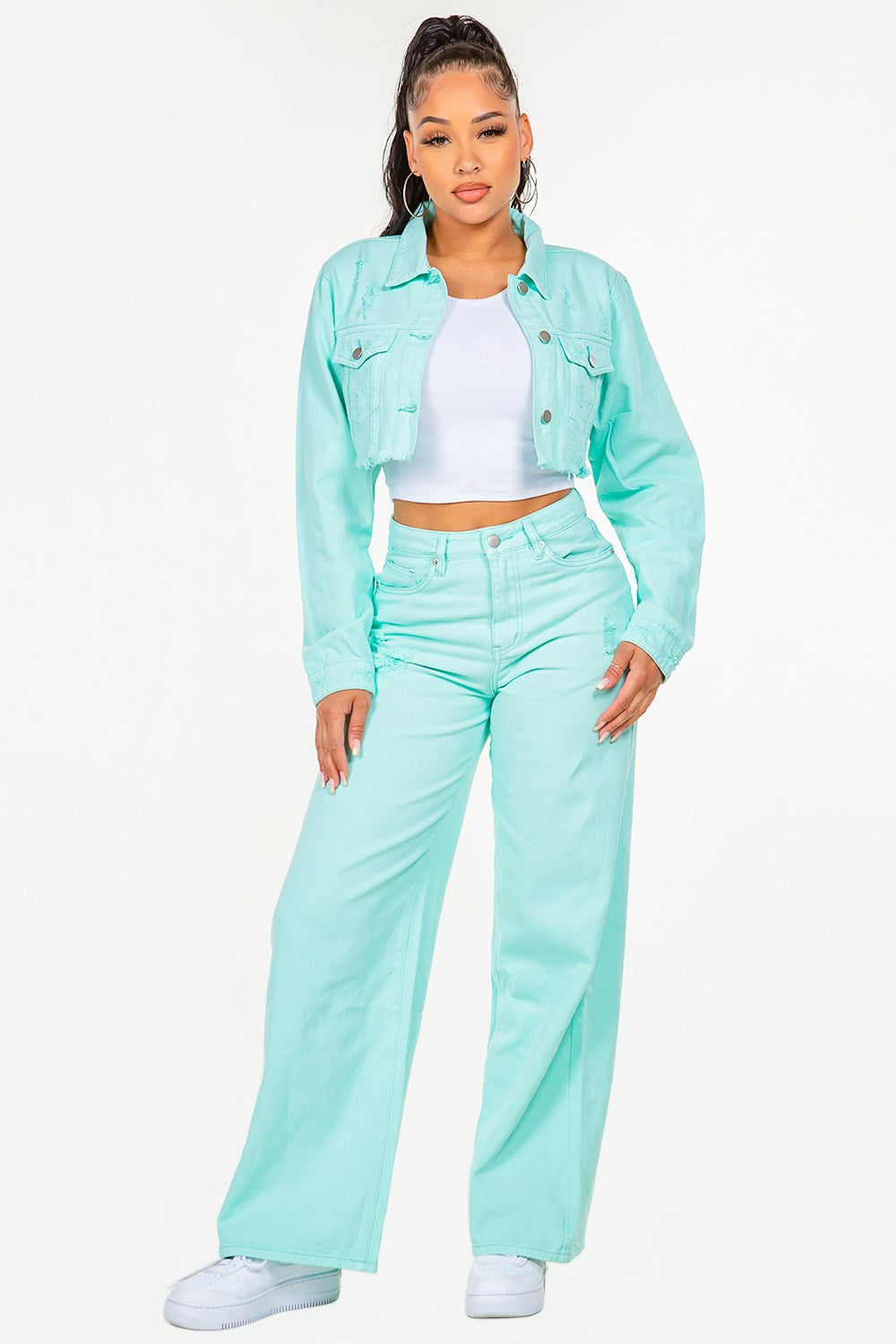 American Bazi High Waist Distressed Wide Leg Jeans 9460b1b4-792f-4829-8a3a-04fbf5efb2b6-Max