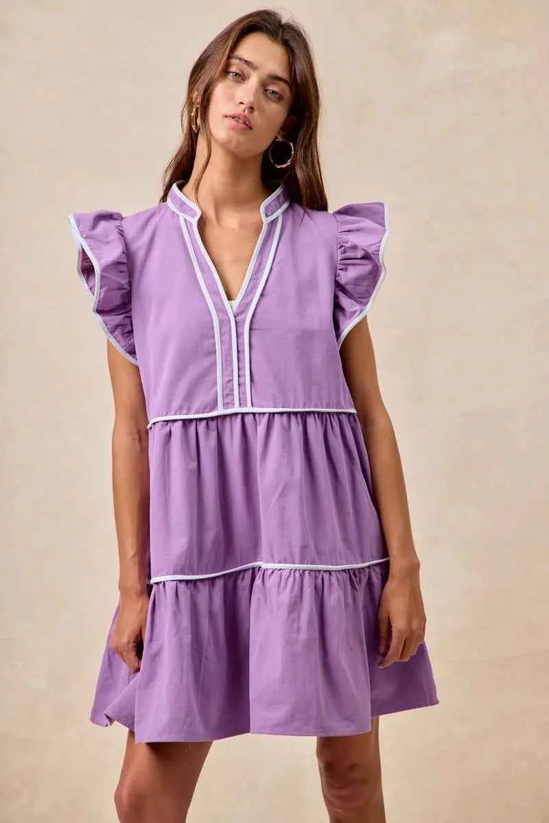 BiBi Gameday Theme Contrast Binding Ruffled Dress 9460c0c2aaa6406a815f018767785869-Max-Origin