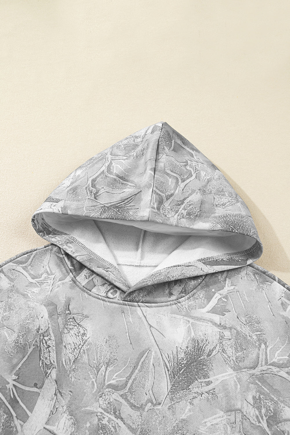 Gray Camouflage Maple Leaf Print Kangaroo Pocket Oversized Hoodie 946639f682d36103