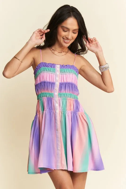Davi & Dani Multi Color Ombre Printed Bodice Button Up Dress 946a4922d4024a05924fd3d44a8fc666-Max-Origin