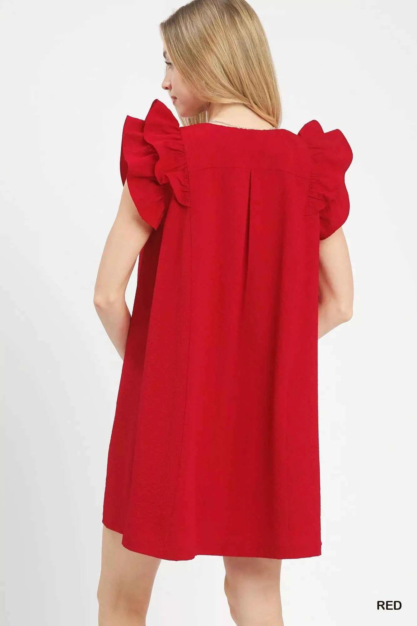 Umgee Seersucker Ruffle Shift Dress 946de80c-b15c-480e-9836-8f4742eedd98-Max-Origin