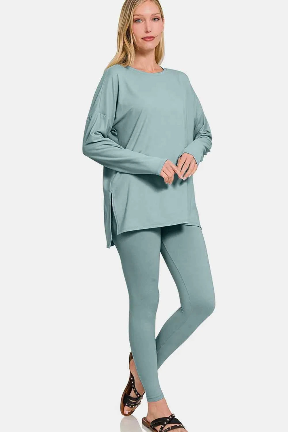 Zenana Full Size Brushed Microfiber Top and Leggings Lounge Set 9473300e-82f3-44c8-9e67-f9d6cdabb4db-Max