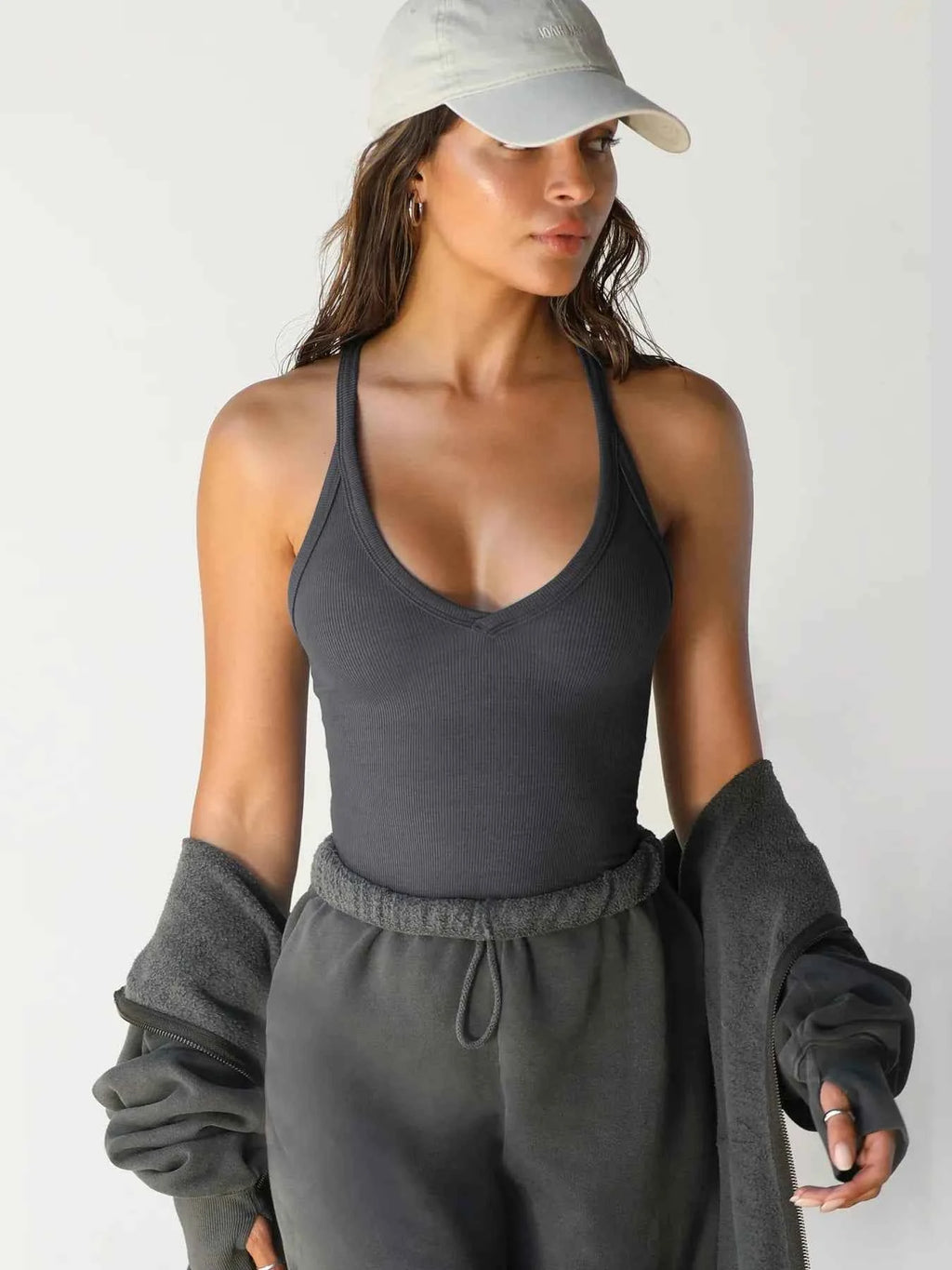 Ribbed V-Neck Halter Tank Top 947364936fc54d1e935cce45ebf44698-Max-Origin