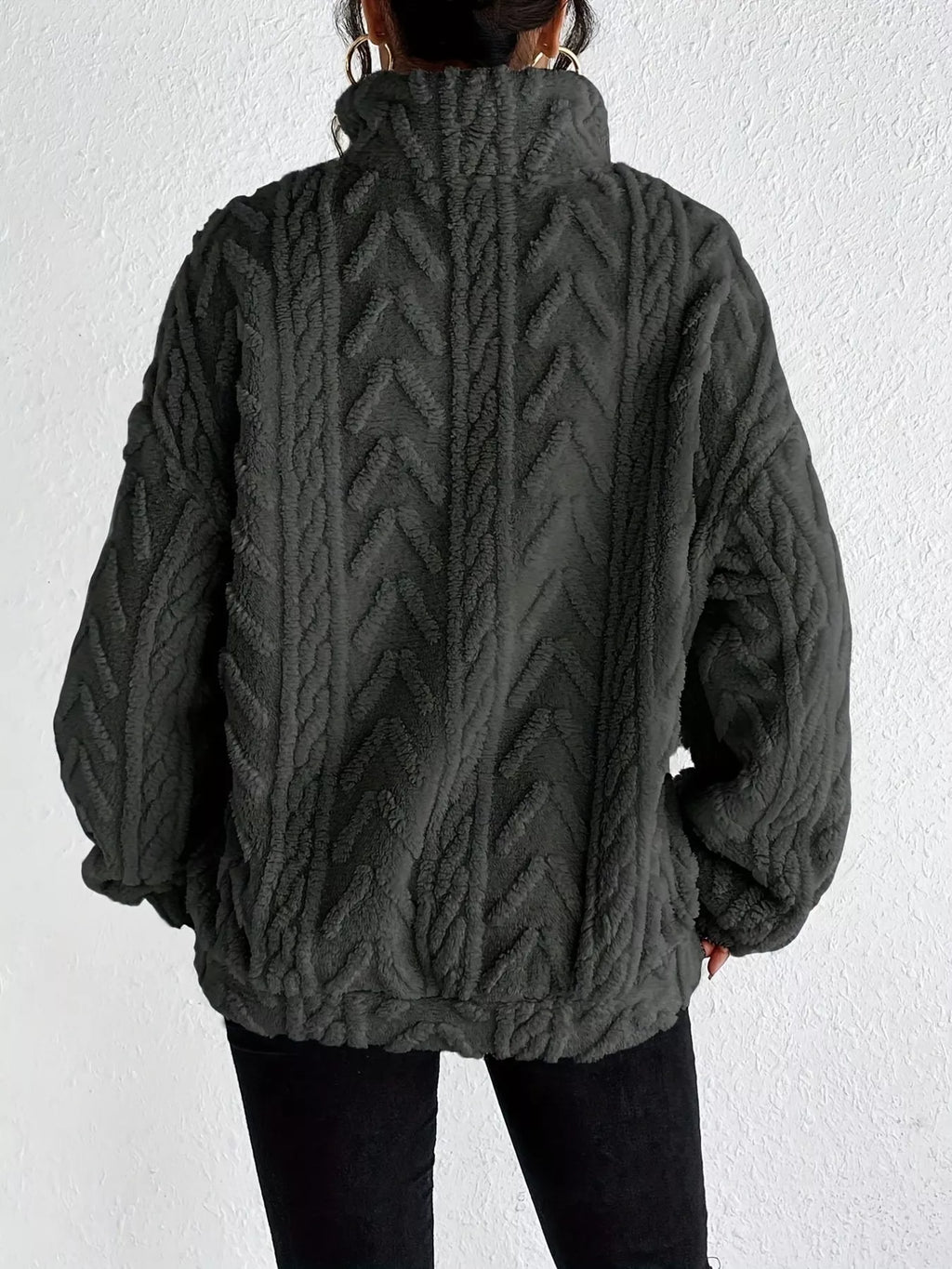 Quarter Zip Dropped Shoulder Sherpa Sweatshirt 94800d50d79e4ed4a80f3b8fad617a7b-Max-Origin