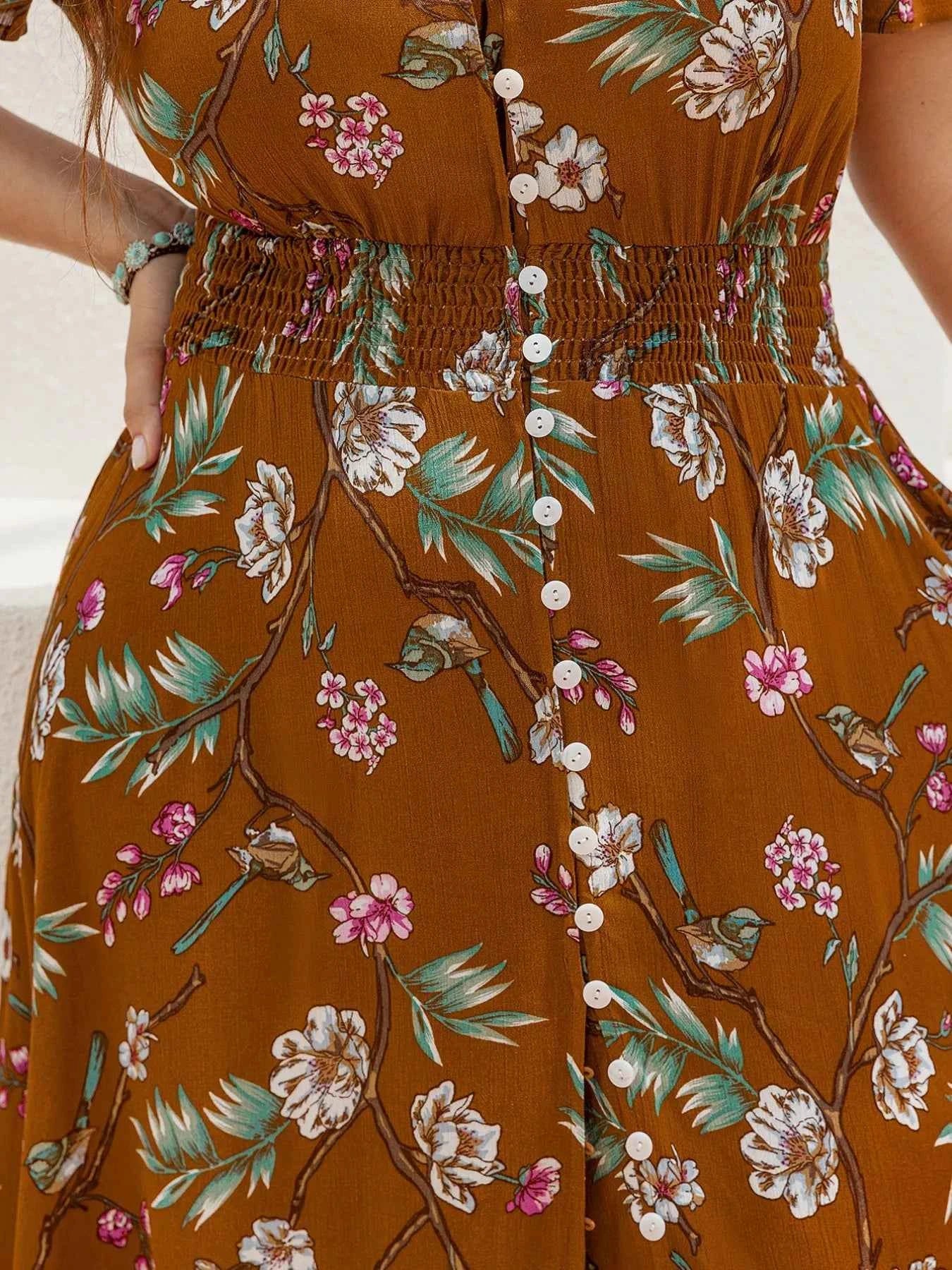 Plus Size Floral V-Neck Short Sleeve Dress 949da884-de25-408f-90e3-affd28af30b5-Max-Origin