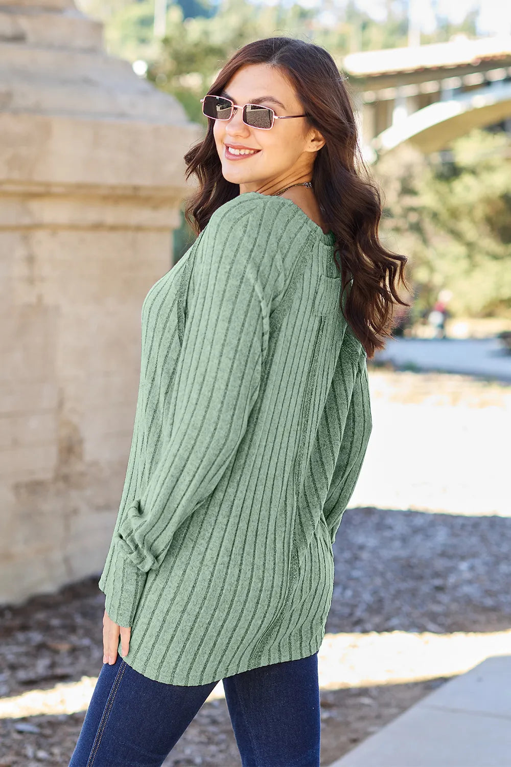 Basic Bae Full Size Ribbed Round Neck Long Sleeve Knit Top 949eef9248b44bdeab83c647cb98e643-Max