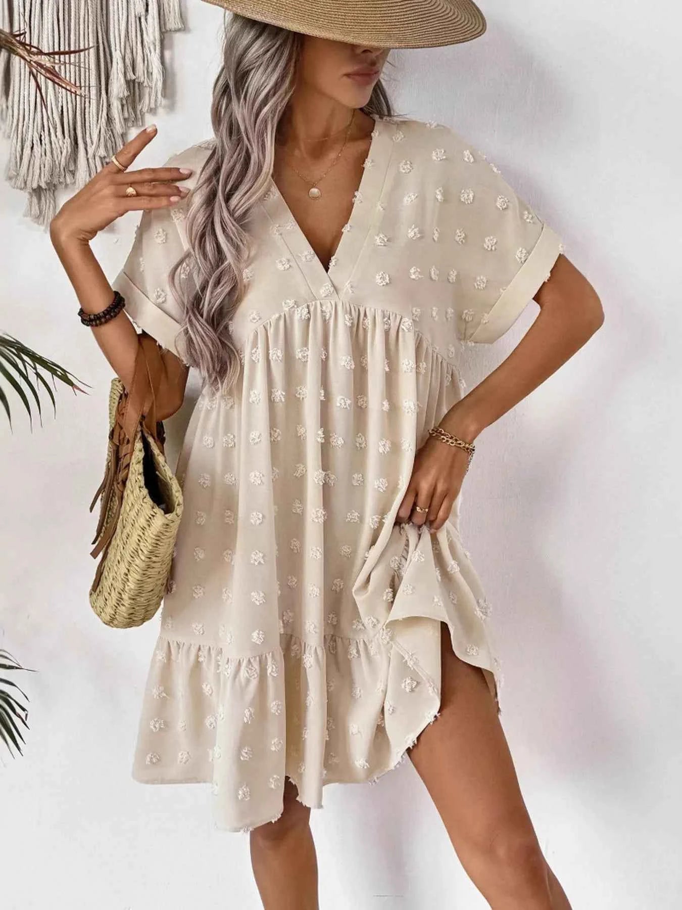 Ruffled Hem Swiss Dot Mini Dress 94a40ad1f84a4368bbbb6692d2203f16-Max-Origin