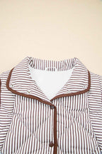 Black Striped Snap Button Scalloped Hem Winter Vest 94a5ff5fd1b3f726