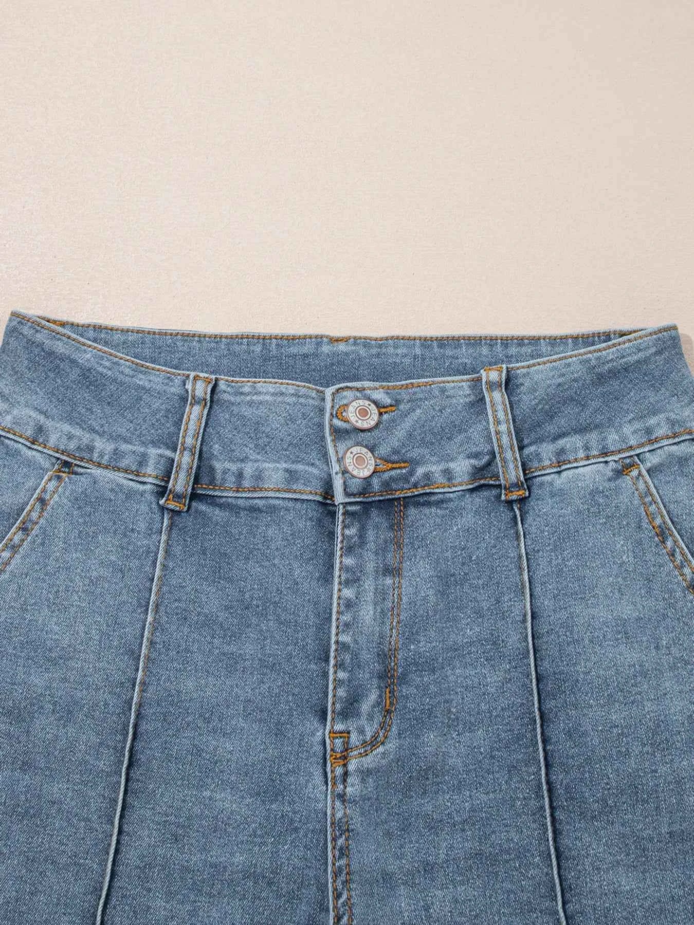 High-Waisted Flare Jeans with Seam Detail 94b884fa052a4179935b0f0ba3554efe-Max-Origin