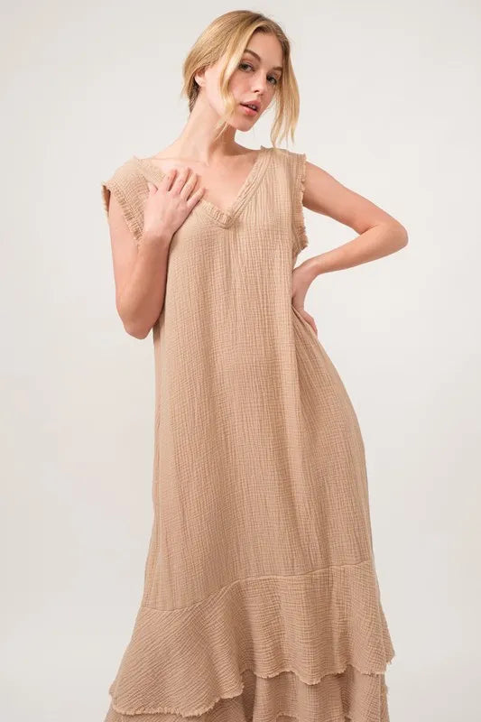 And The Why Washed Cotton Gauze Fringe Detail Tiered Dress 94be1f6e1fbd44749f0fb27687ffea85-Max-Origin