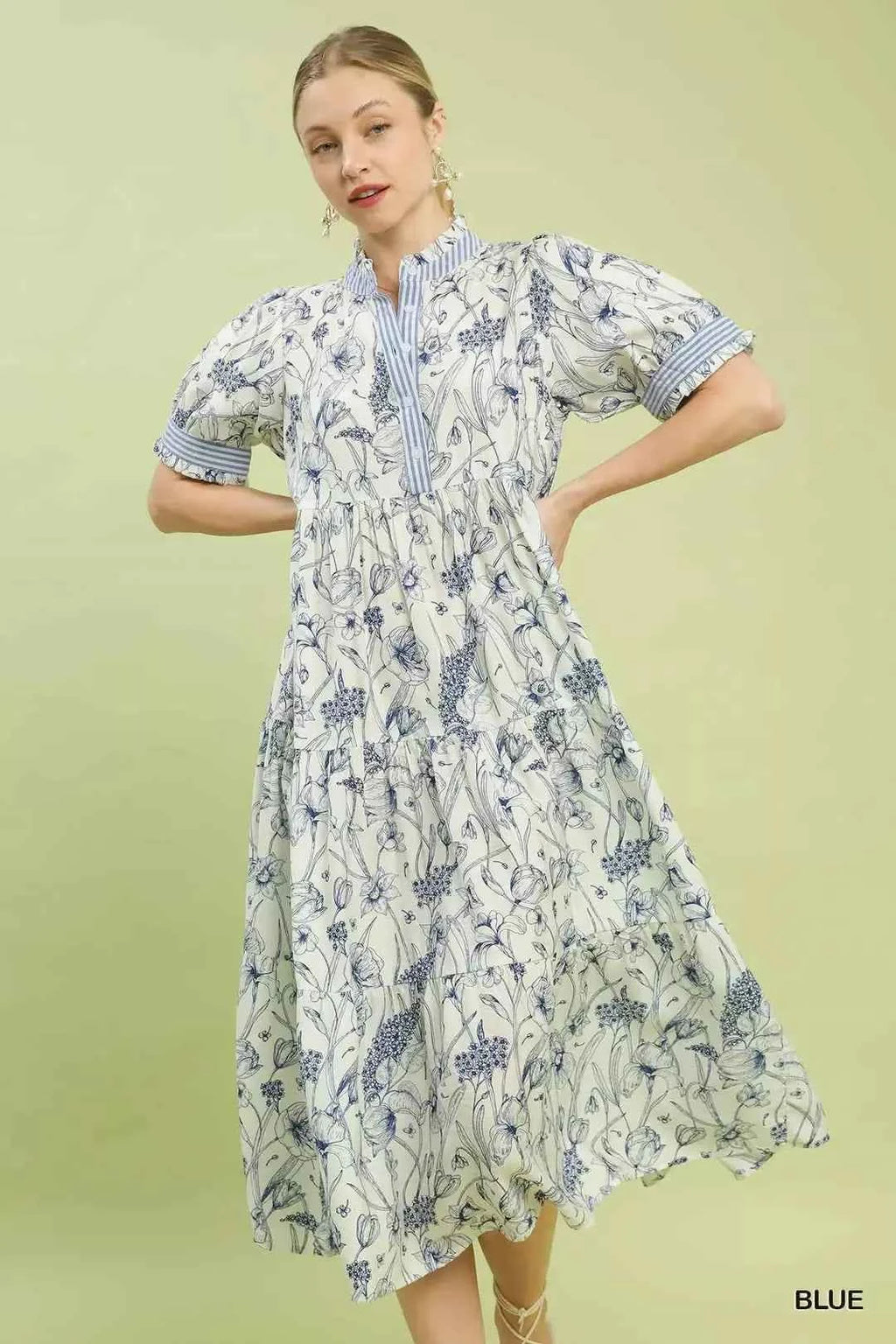 Umgee Floral Tiered Midi Dress with Ruffle Trim 94bf2ea6-da8e-40b7-87a5-f08f024bfae6-Max-Origin