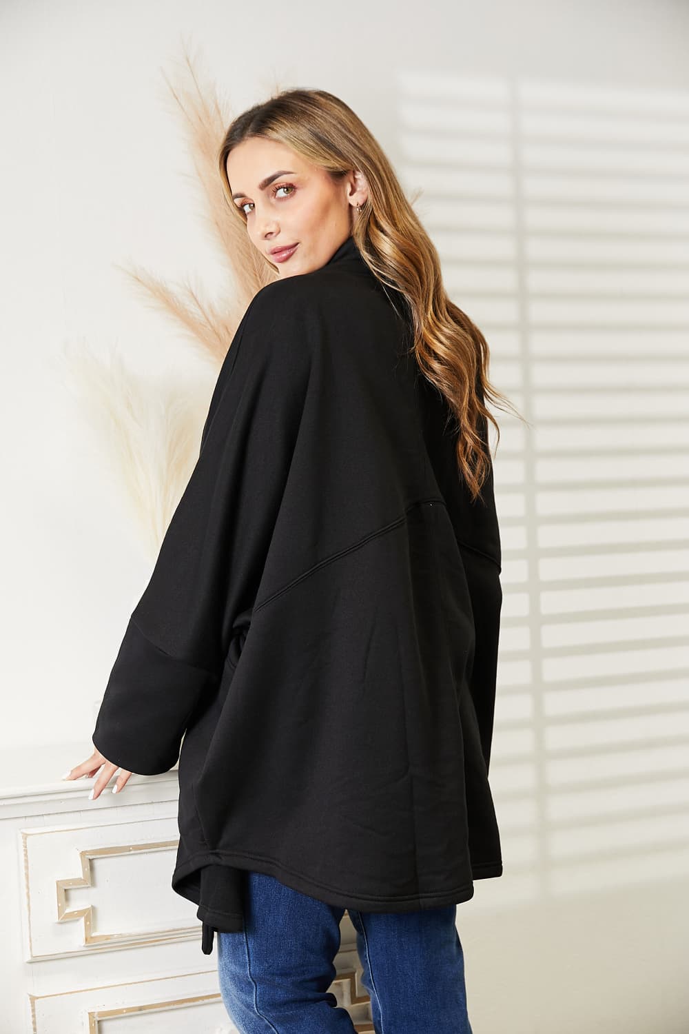 HEYSON Full Size Open Front Cardigan with Scarf Design 94bf5245c69d4d019029dc999c43b337-Max
