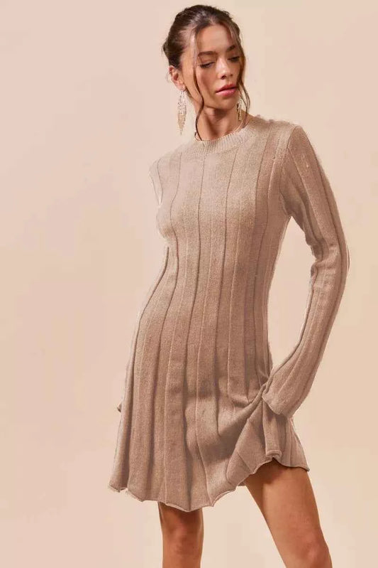 SO ME Ribbed Long Sleeve Mini Sweater Dress 94c317b354254238906f6a66cef61911-Max-Origin