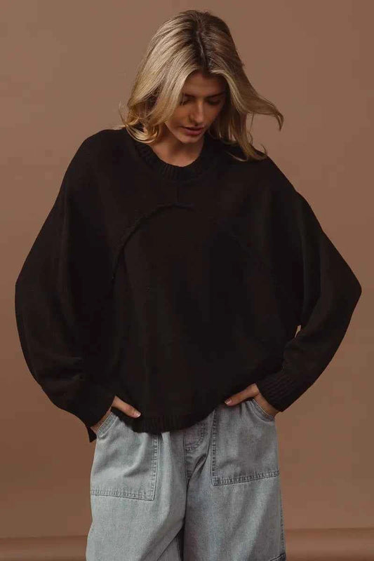 Raw Edge Arch Detailed Knit Top 94c6b7487c834a42bd54018e41c4daea-Max-Origin