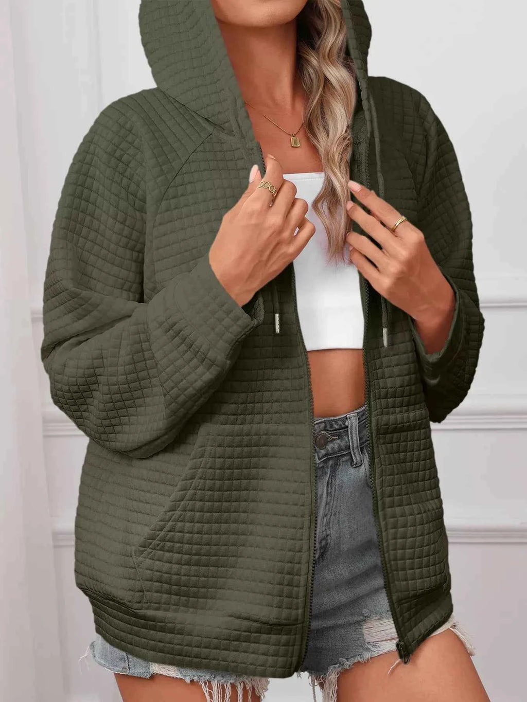 Full Size Textured Quilted Zip-Up Hooded Jacket Plus Size 94ce9f3c8e5640ac8bd9c0f60cb485f9-Max-Origin