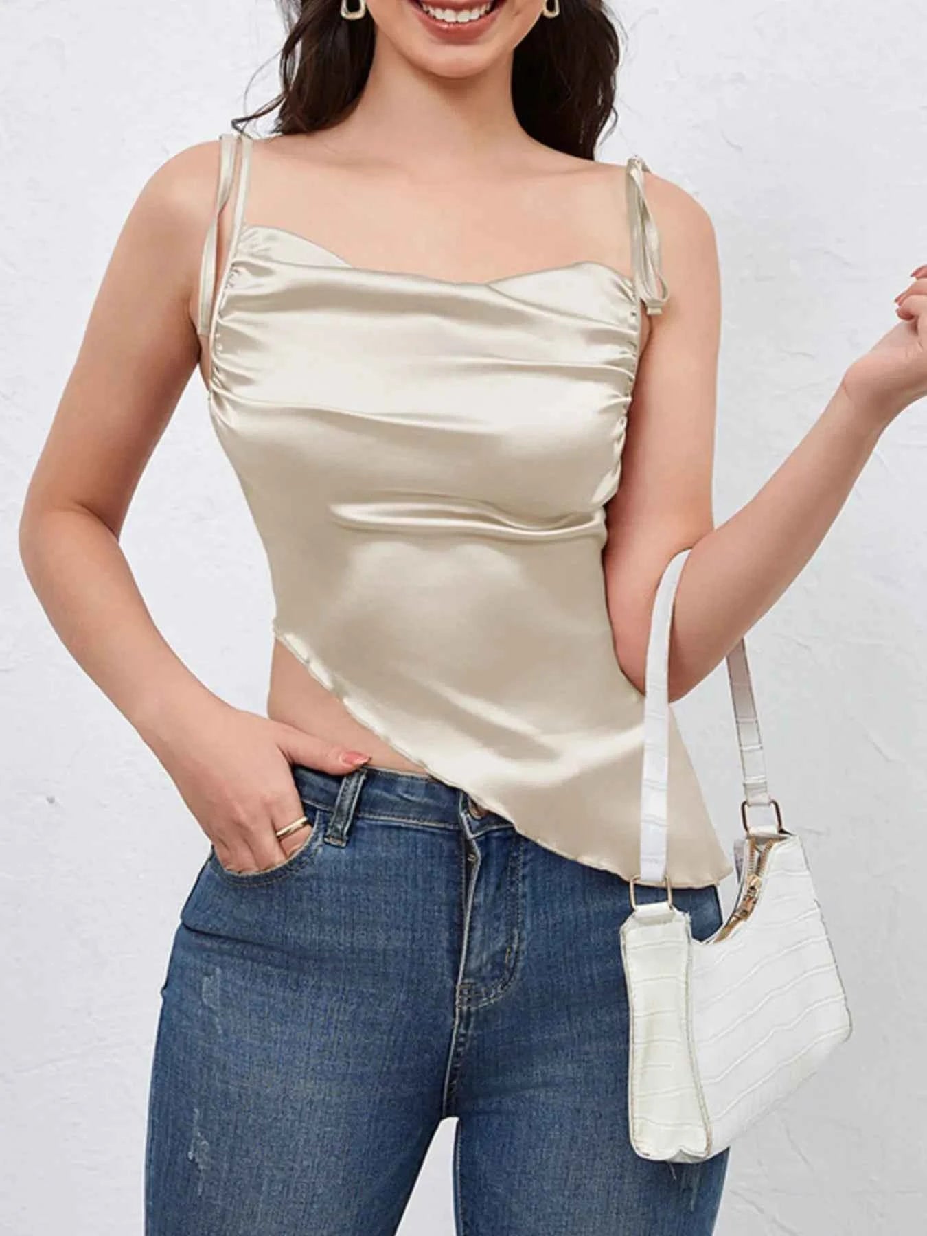 Asymmetrical Tie Shoulder Cami Beige 94d13896-4eee-4fa2-9fdf-374483f547a1-Max-Origin