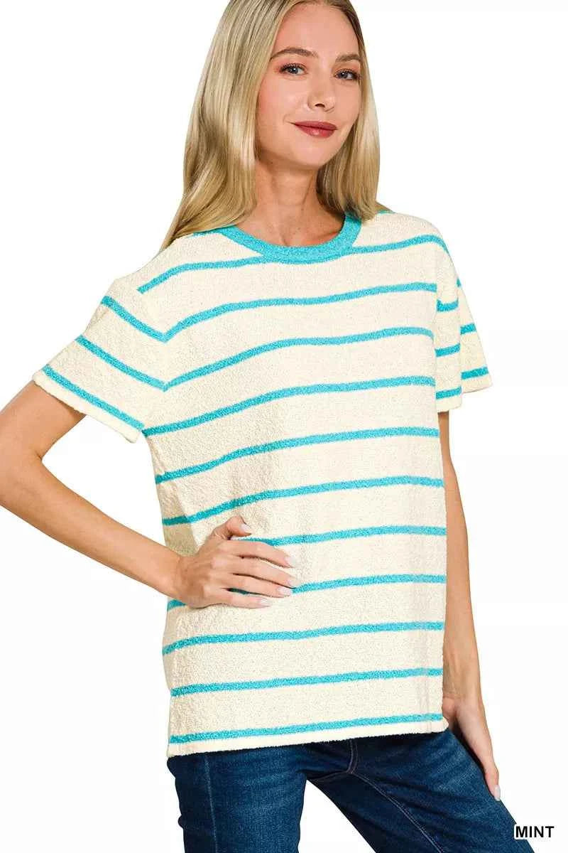Zenana Textured Striped Crew Neck T-Shirt 94ed24babf8f427c9dfcf0a790fd1393-Max-Origin