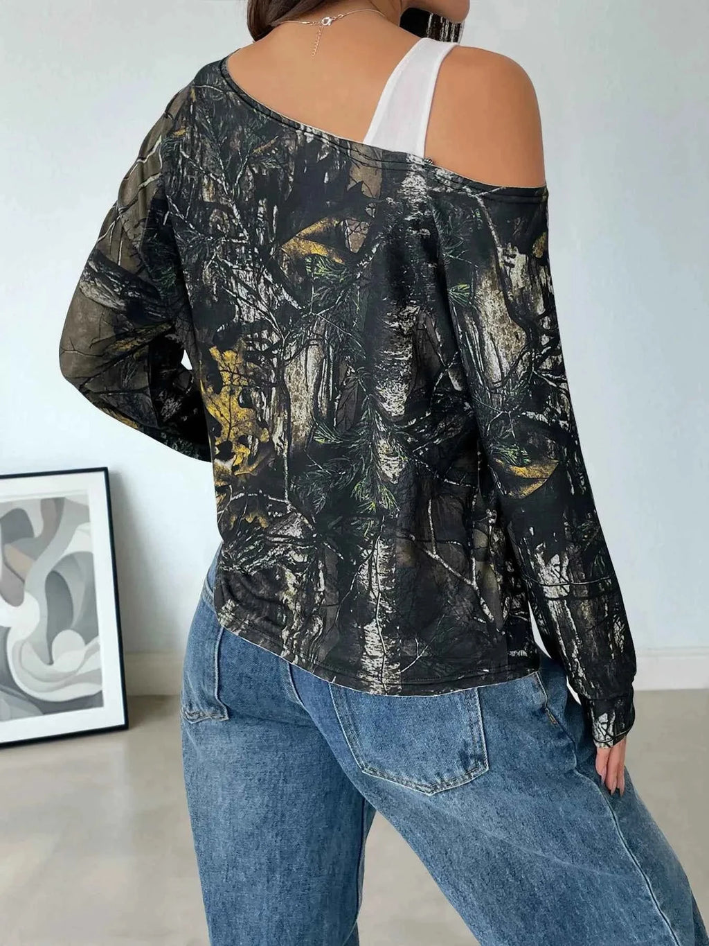 Asymmetrical Neck Printed Long Sleeve Top 94eeb3c904d6499a9373a34485204b84-Max-Origin