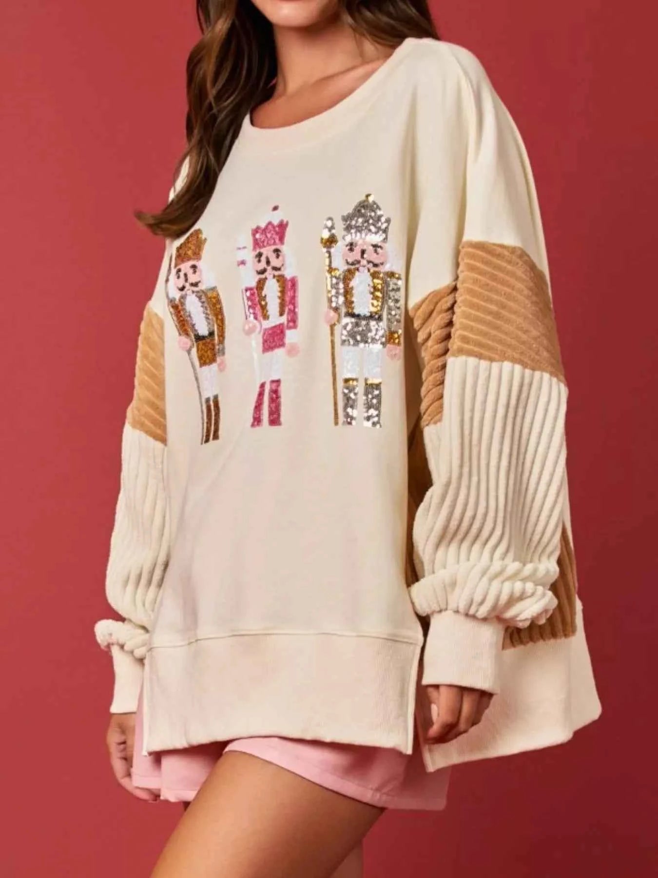 Nutcracker Long Sleeve Sweatshirt with Side Slit 94f43f97-21f4-4402-87a2-8136700a29b0-Max-Origin