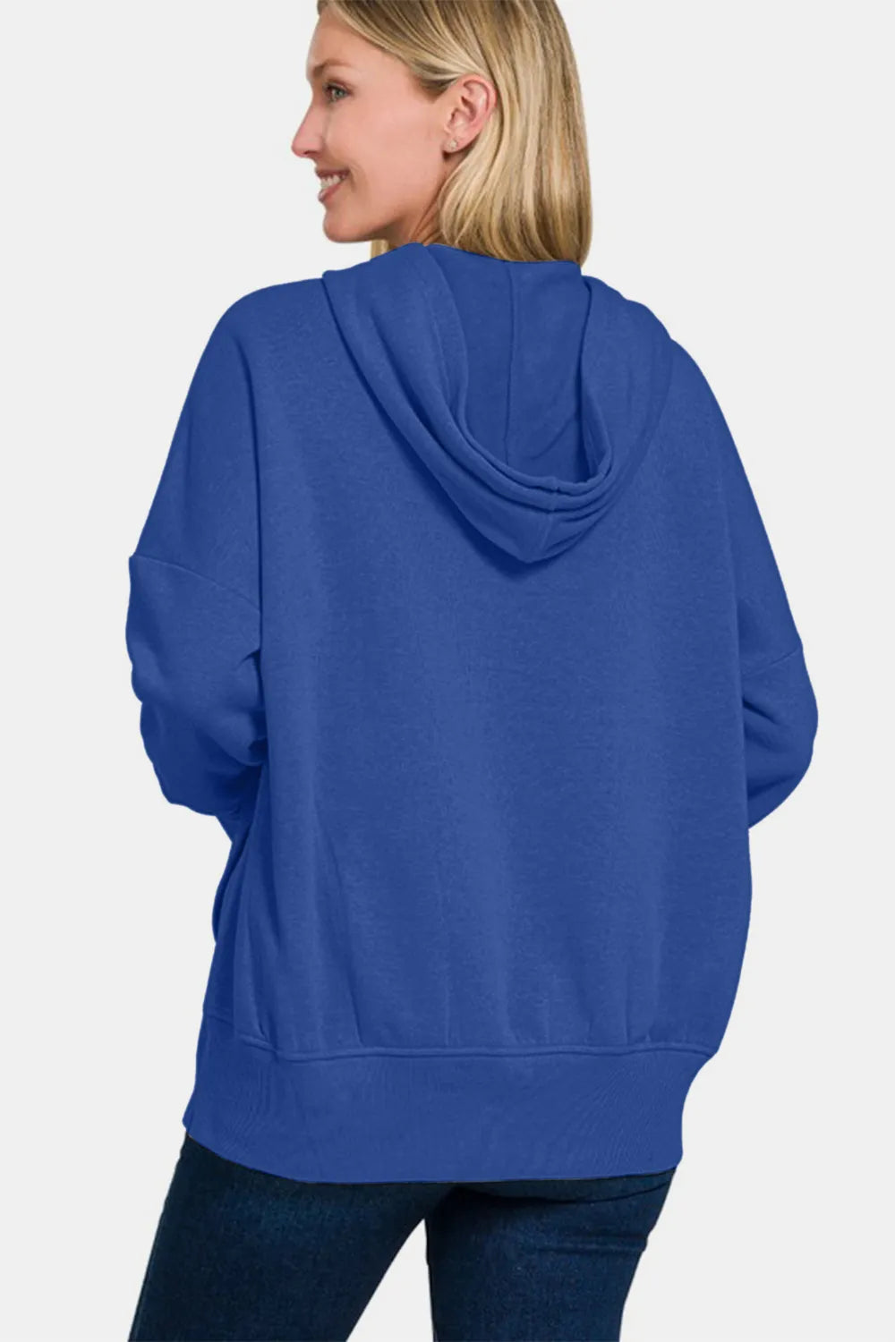 Zenana Half Snap Long Sleeve Hoodie with Kangaroo Pocket 94f97f97-b5bd-4728-b22c-3eefeb99484a-Max