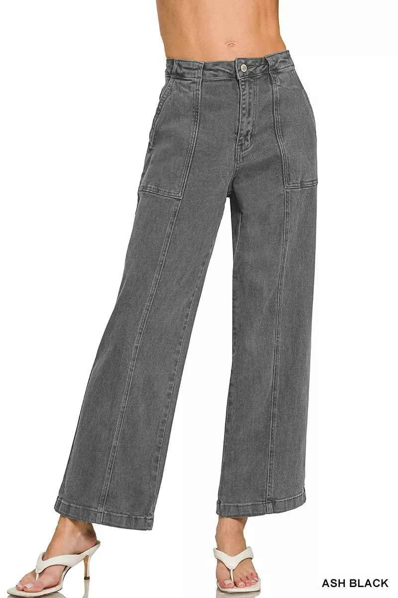 Zenana Straight Leg Utility Pocket Jeans ASH BLACK 94fd0461cf084be98b1c549642614cdd-Max-Origin