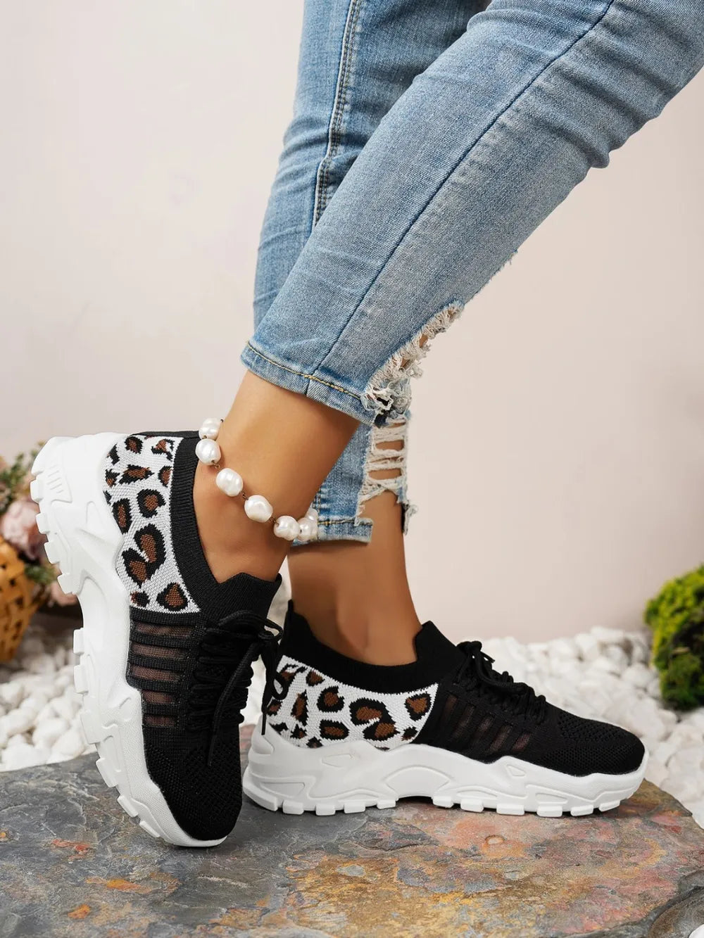Cutout Leopard Lace Up Mesh Athletic Black 95081a95-e1c1-4d59-9ace-dd4e1501a6be-Max
