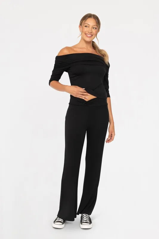 Mono B Cross Pleat Flare Pants 950c977b-70a2-4c09-837b-562ce7e2b5d1-Max