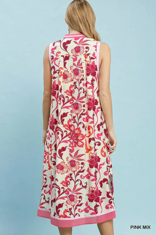 Floral Scroll Sleeveless Midi Dress 950f68d8-7260-4b6a-af4d-6a6259834700-Max-Origin