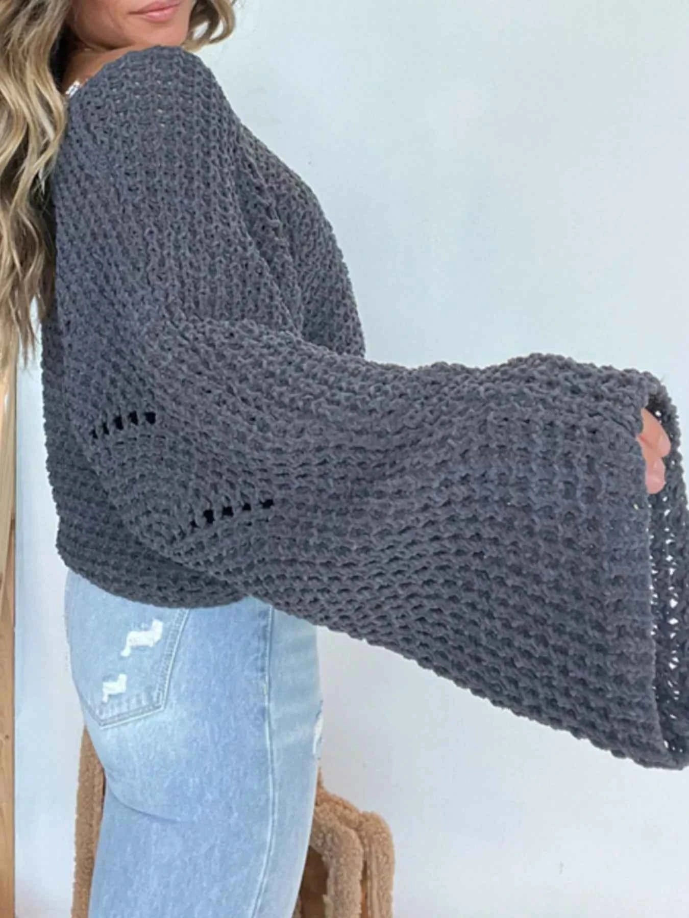 Openwork Batwing Sleeve Sweater 95173d9f-566c-4c36-b9c9-0577148e9540-Max-Origin