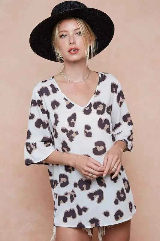 BiBi Leopard Printed V Neck Woven Top with Ruffled 952af88732f14f46a21a284cd3bd5dc5-Max-Origin