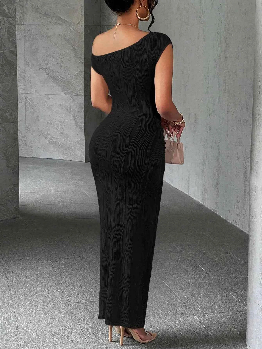 Asymmetrical One Shoulder Bodycon Maxi Dress 95328186-c9f0-4c47-b1bf-c78150fadb8e-Max-Origin