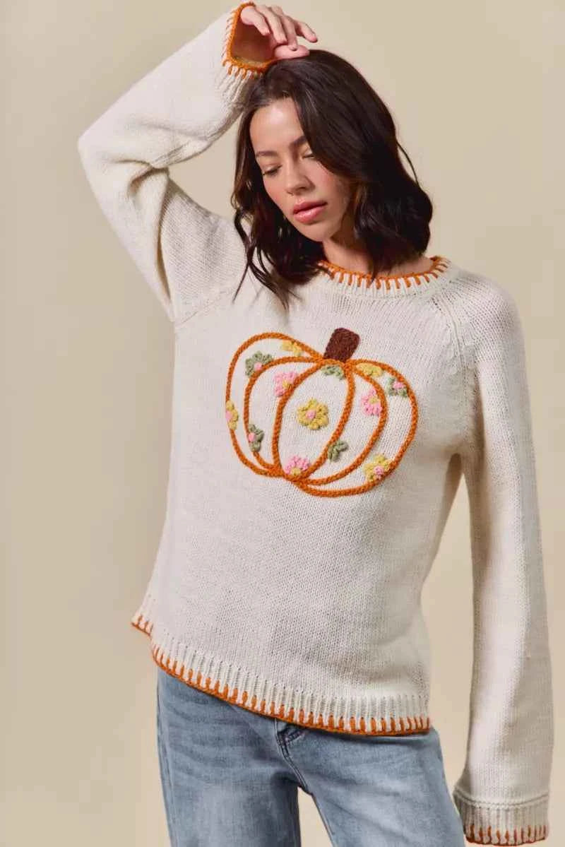 SO ME Pumpkin Floral Embroidered Thanksgiving Sweater 9532da4fabf946118cd05c6d68fc87c5-Max-Origin