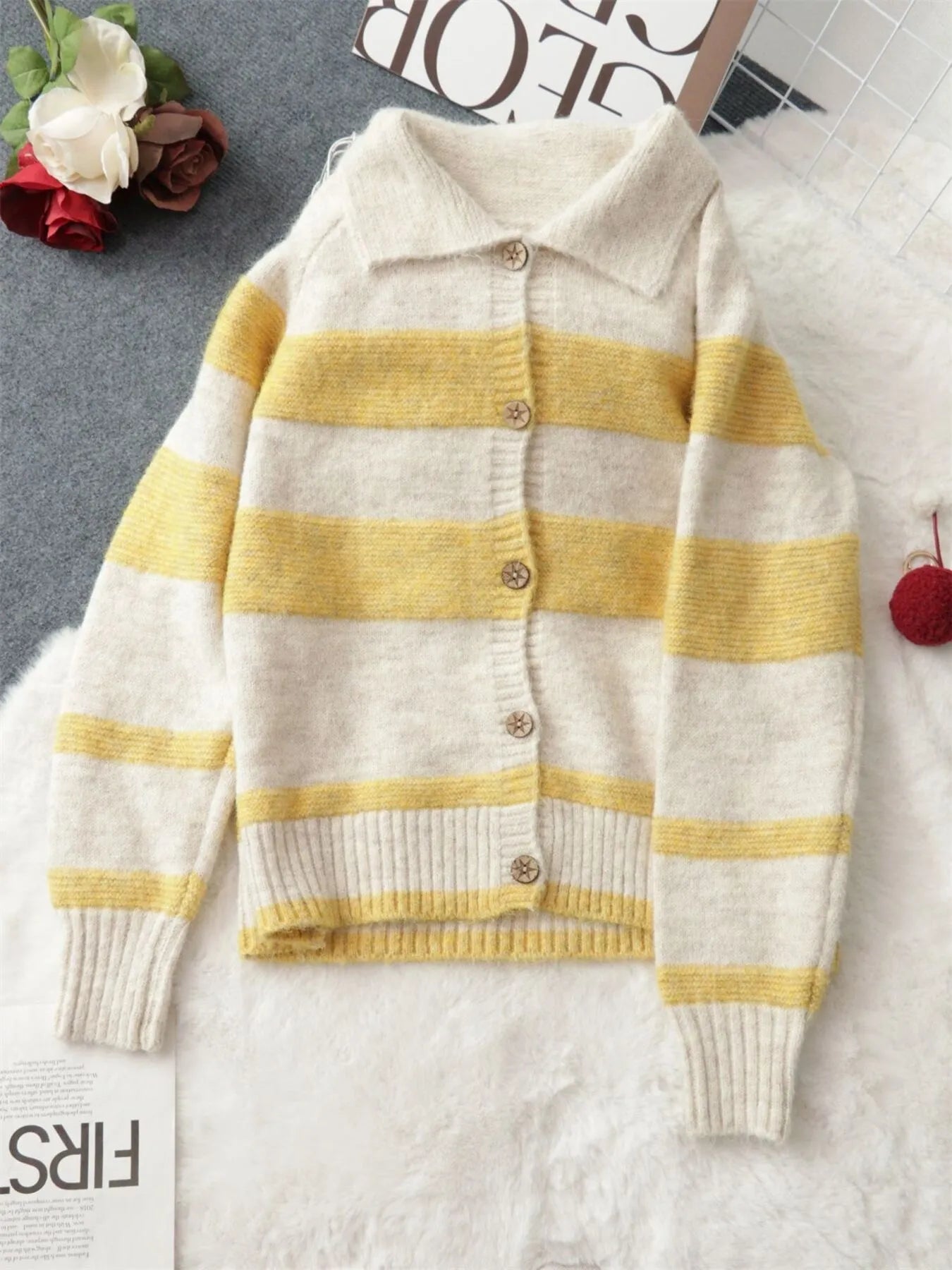 Striped Button-Up Cozy Cardigan 953fdc8bcd6340e3a05e737079936821-Max-Origin