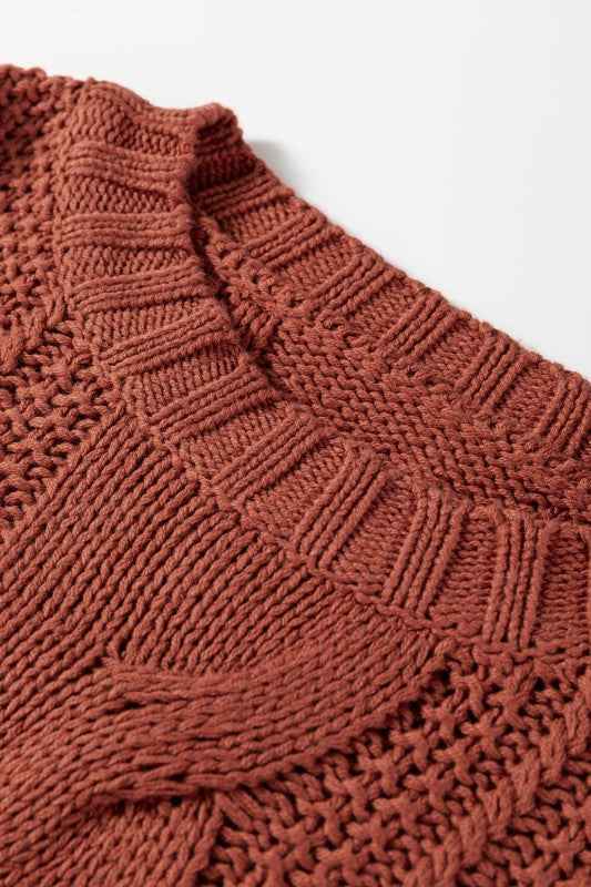 Textured Chunky Knit Long Sleeve Sweater 955a868e-cdce-463a-8d03-378ca7a40375