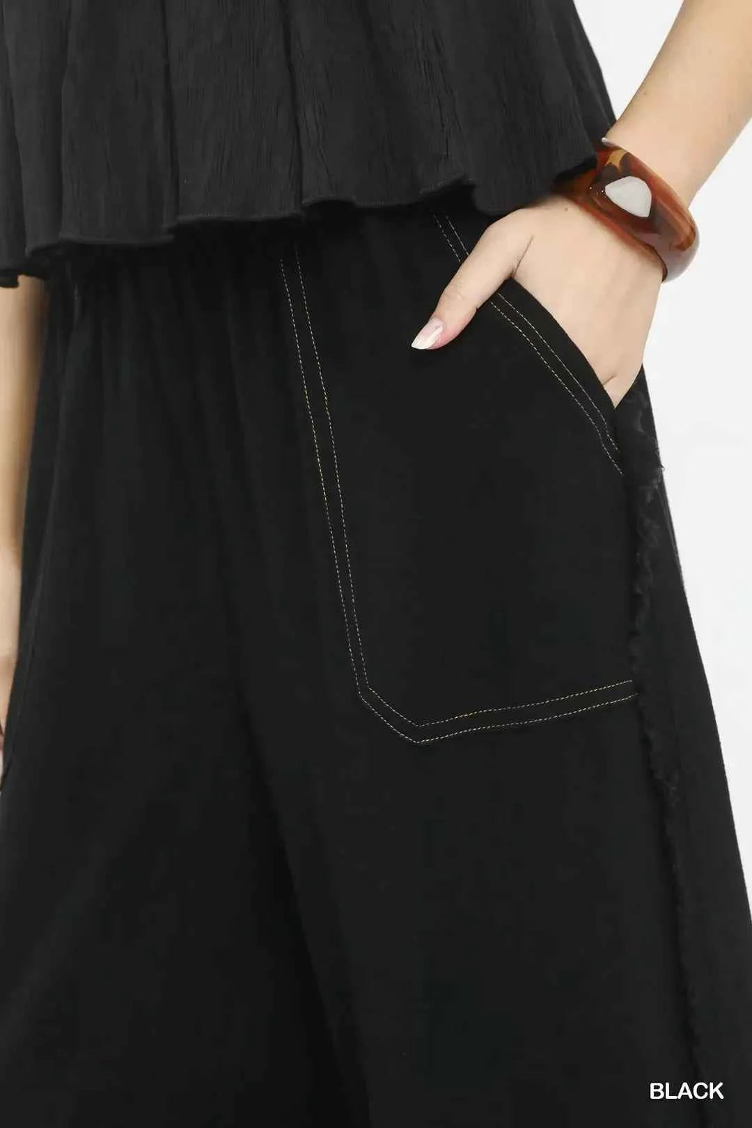 Linen Frayed Side Pocket Wide Leg Pants 9562bd51-1e46-4525-b66b-4c7e1232f200-Max-Origin