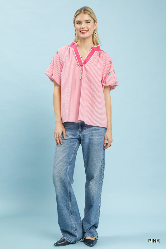 Embroidered Stripe Top 957171f2-54ad-4b26-866b-a37cf16bd847-Max